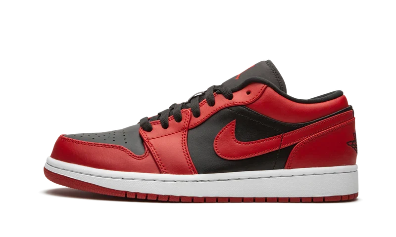 Nike Air Jordan 1 Low Bred Toe Red Black Leather