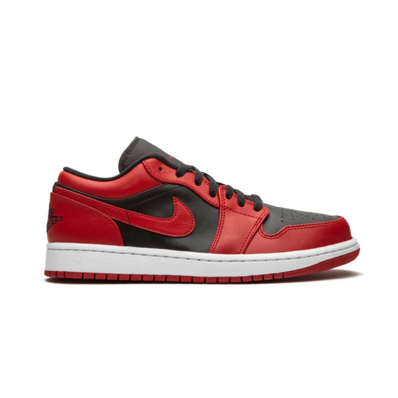 Nike Air Jordan 1 Low Bred Toe Red Black Leather