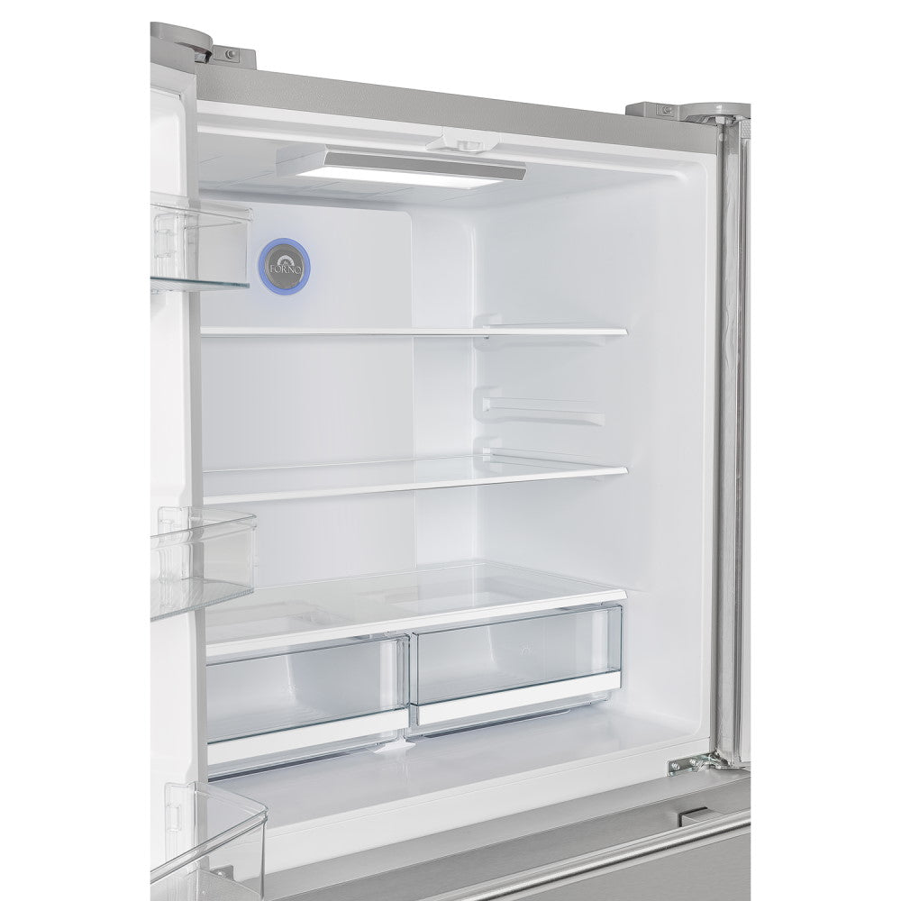 Forno FFRBI1820-36SB 36″ Moena Refrigerator FORNO ALTA QUALITA Freestanding French Doors With Ice Maker, 19.2 cu.ft.