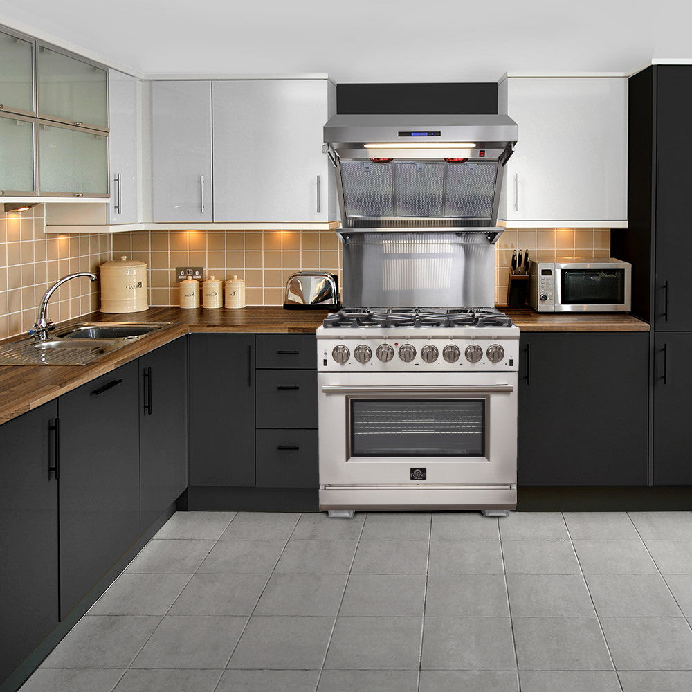 Forno FFSGS6244-36 36″ Galiano Gas Range with FORNO ALTA QUALITA Pro-Style Gas 6 Italian Burners 83,000 BTU All Stainless Steel
