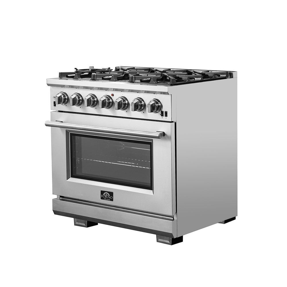 Forno FFSGS6260-36 36” Capriasca with FORNO ALTA QUALITA Pro-Style Gas 6 Italian Burners 120,000 BTU All 304 Stainless Steel