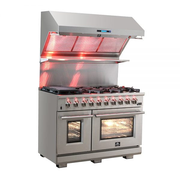 Forno FFSGS6260-48 48” Capriasca FORNO ALTA QUALITA Pro-Style Gas Range 8 Italian Burner 160,000 BTU All 304 Stainless Steel
