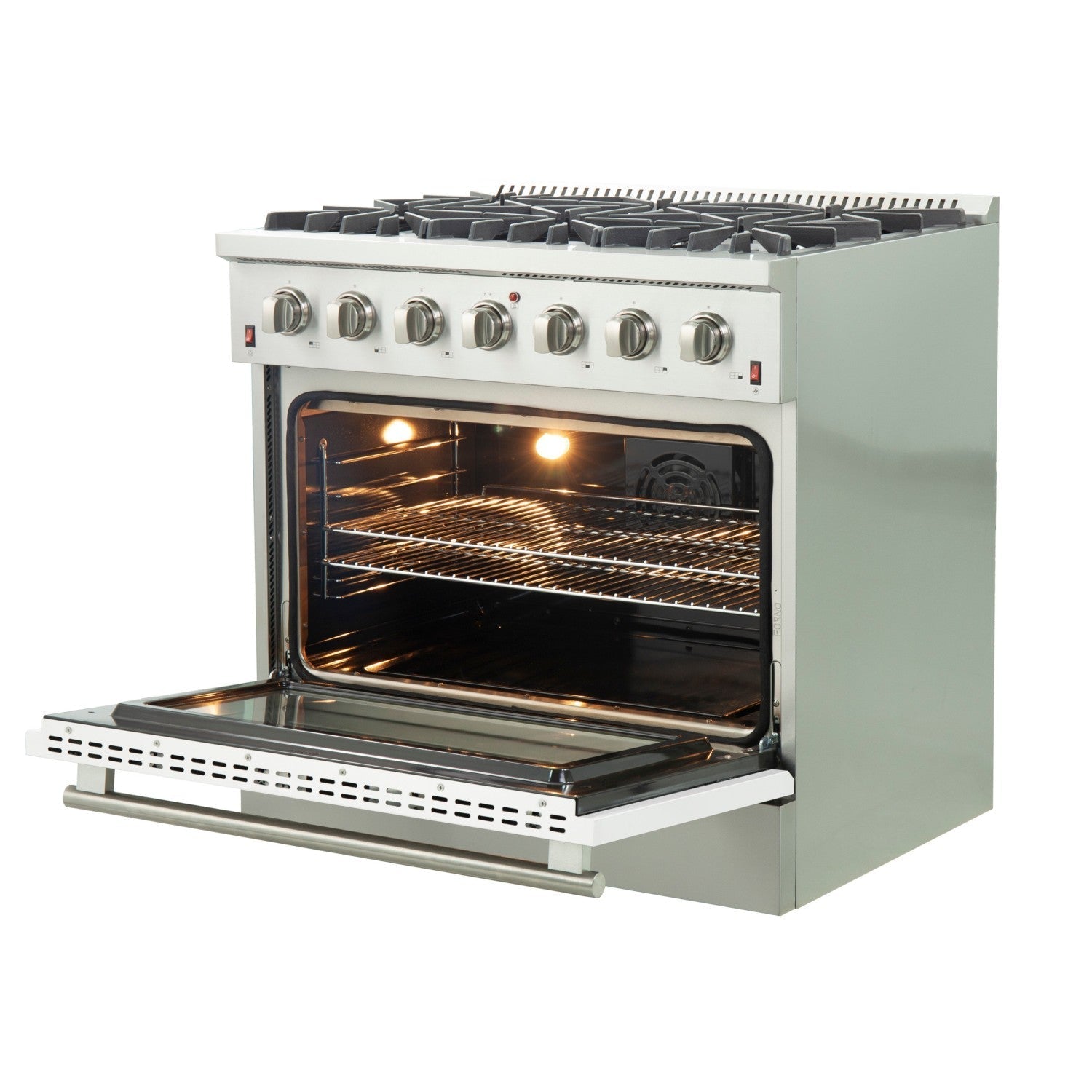 Forno FFSGS6244-36 36″ Galiano Gas Range with FORNO ALTA QUALITA Pro-Style Gas 6 Italian Burners 83,000 BTU All Stainless Steel