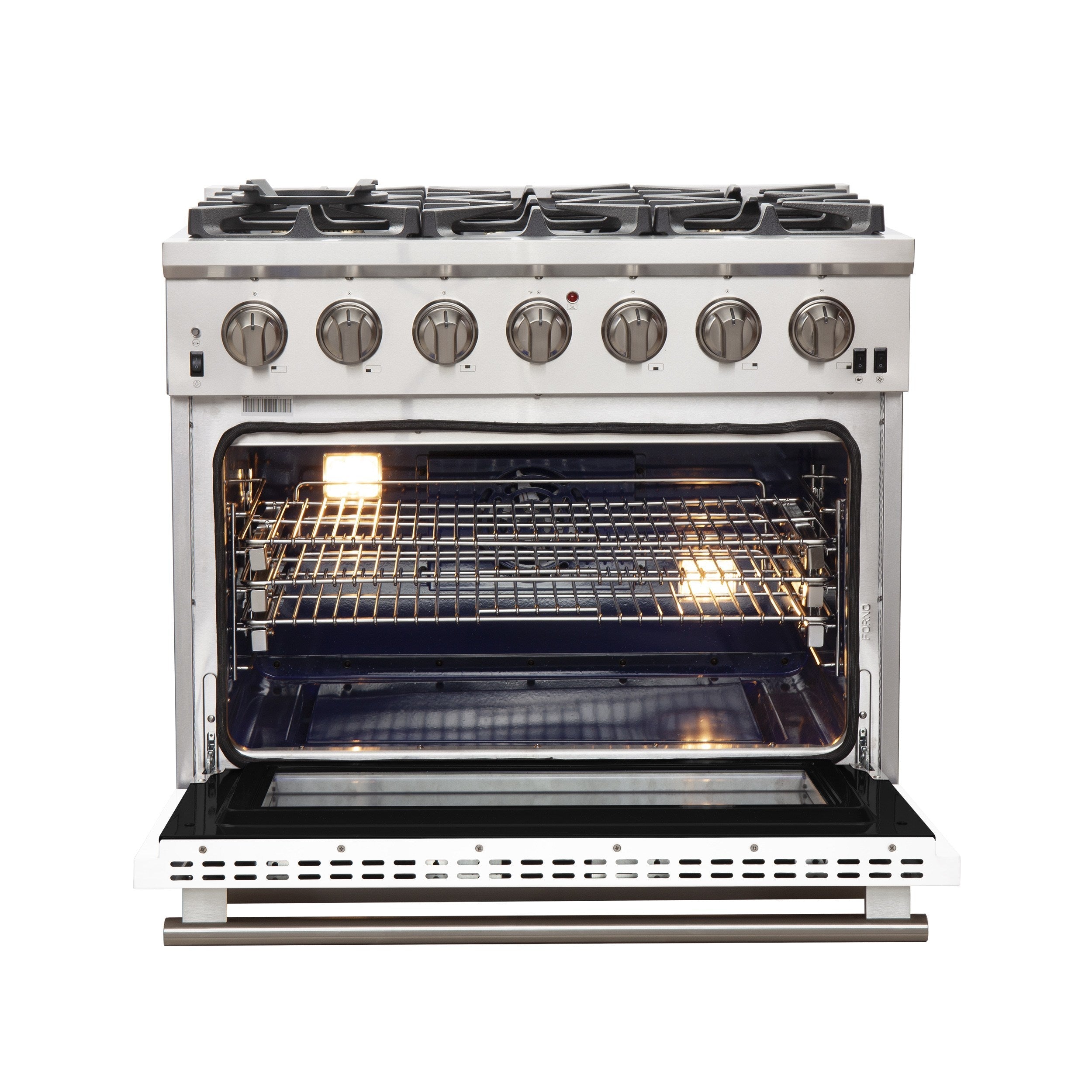 Forno FFSGS6260-36 36” Capriasca with FORNO ALTA QUALITA Pro-Style Gas 6 Italian Burners 120,000 BTU All 304 Stainless Steel