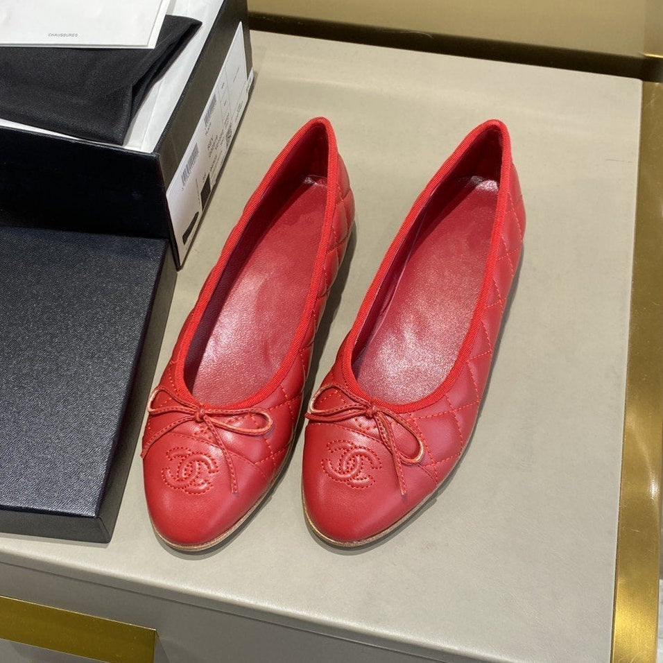 ballet flats red quilted lambskin