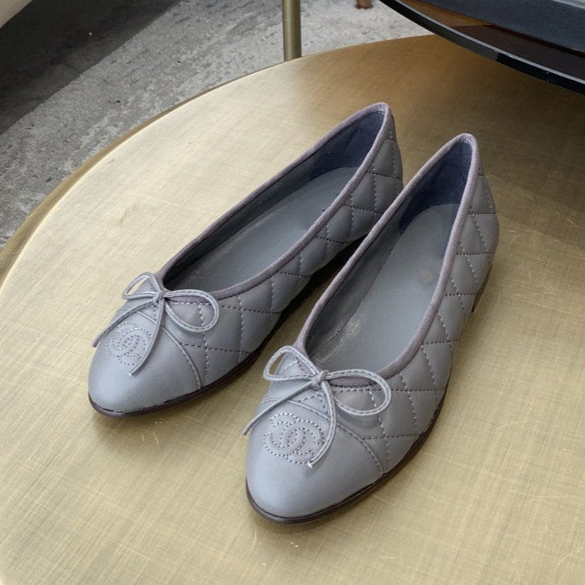 ballet flats grey quilted lambskin
