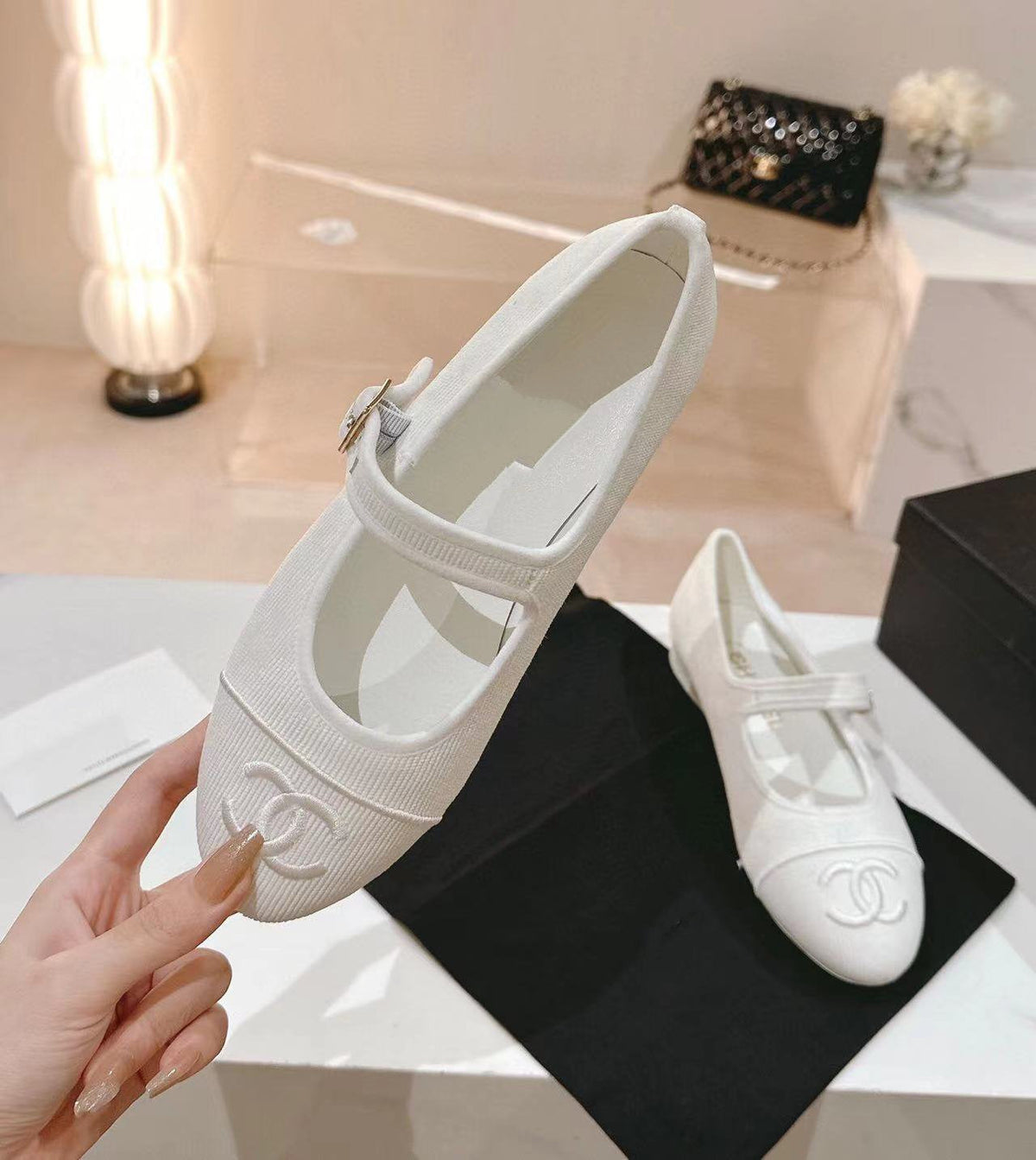 mary jane flat white corduroy