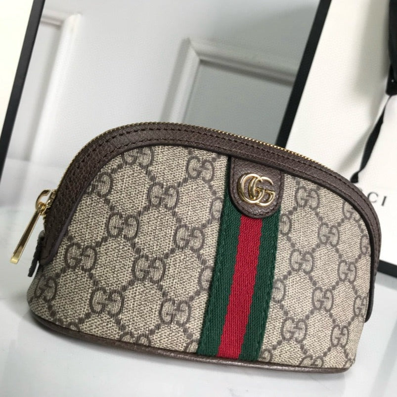 ophidia small 17cm comestic pouch beige monogram canvas