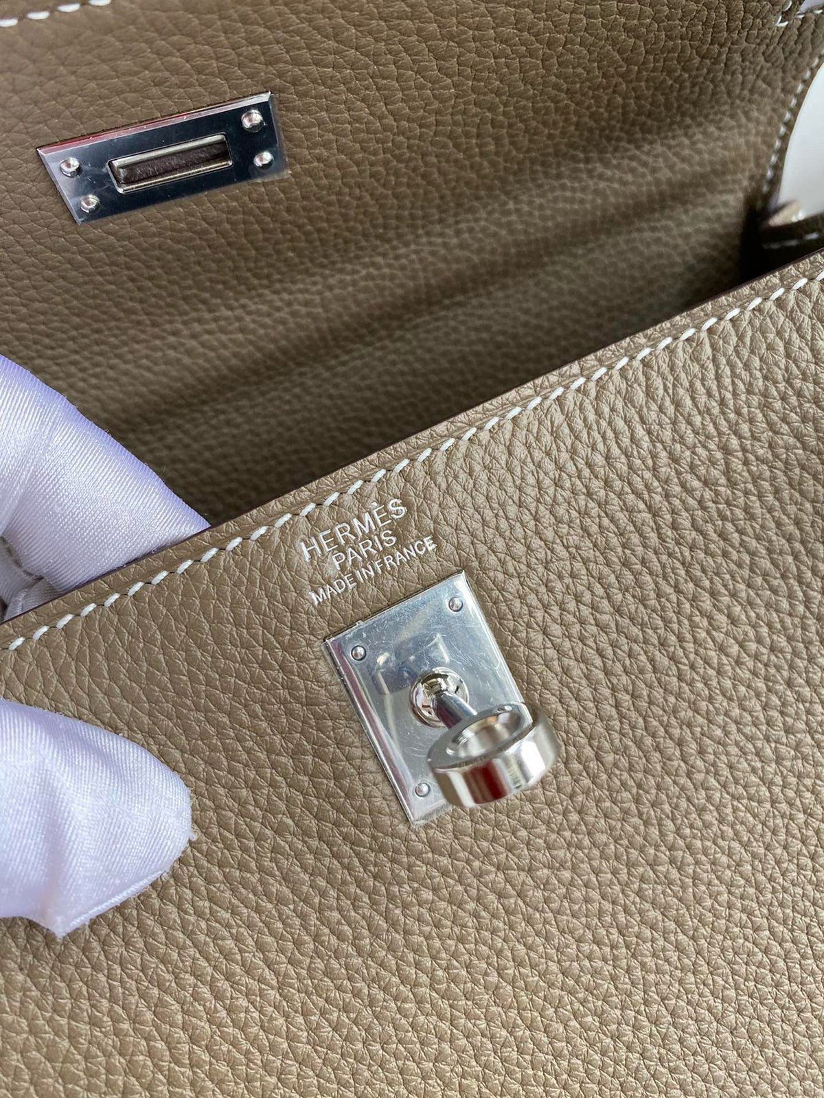 HM KELLY 28CM BROWN TOGO SILVER HARDWARE