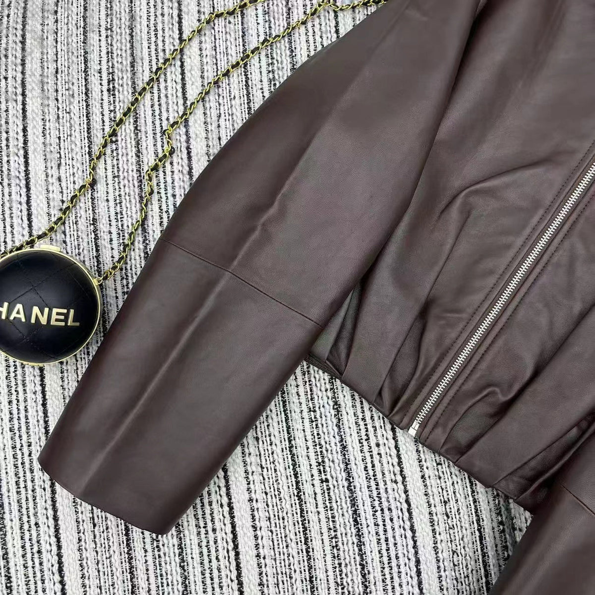 LOEWE Draped Jacket Brown Nappa Lambskin