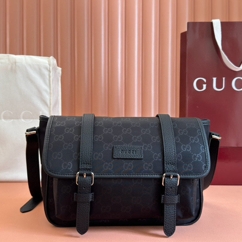Gucci Shoulder Bag Black Nylon Cowhide 510335