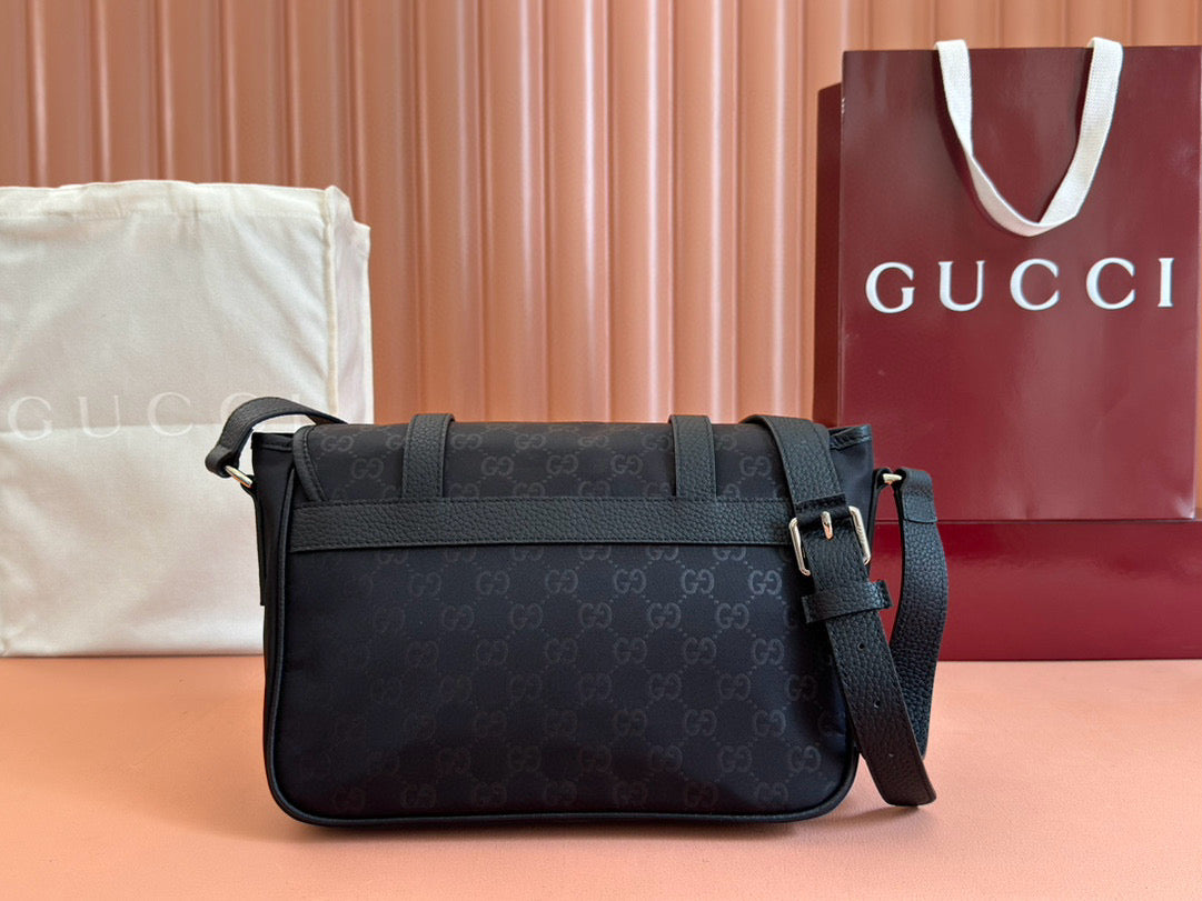 Gucci Shoulder Bag Black Nylon Cowhide 510335