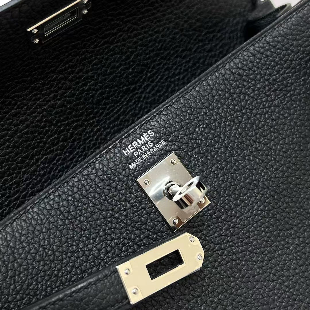 hm kelly 32cm black togo leather silver hardware