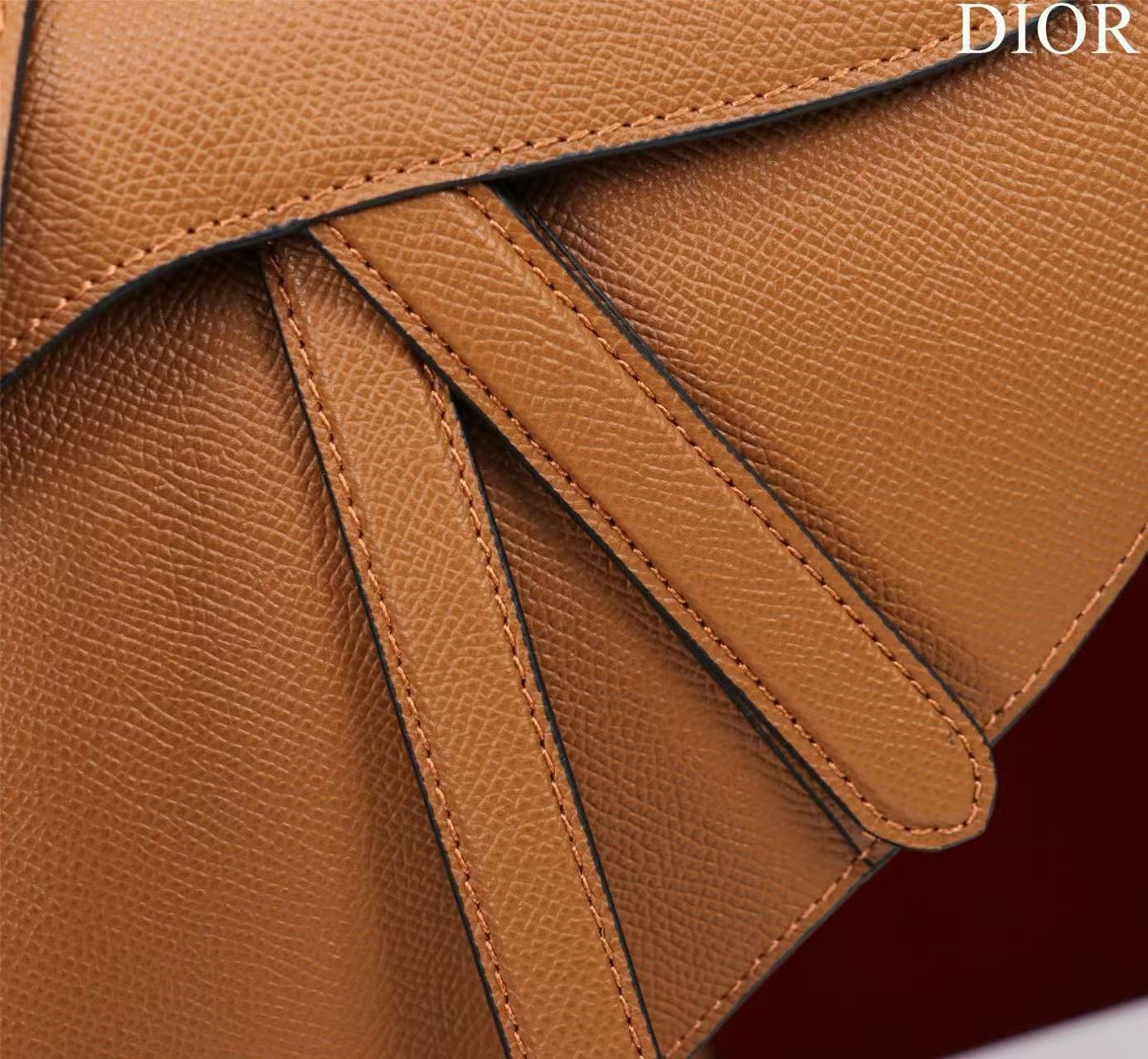 CD Saddle Bag Strap Brown Gold  Grained Calfskin
