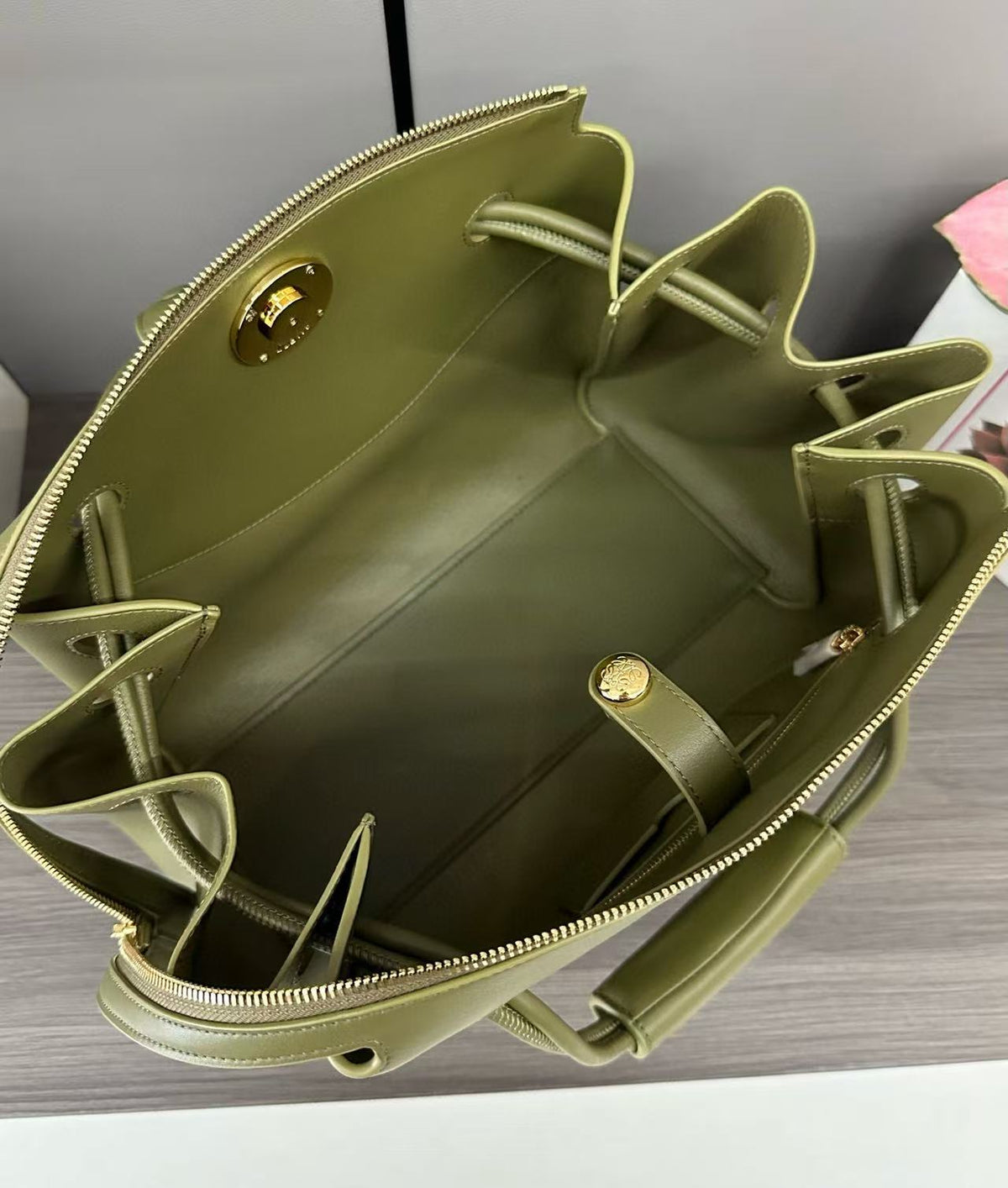 Loewe Madrid Bag Olive Green Calfskin