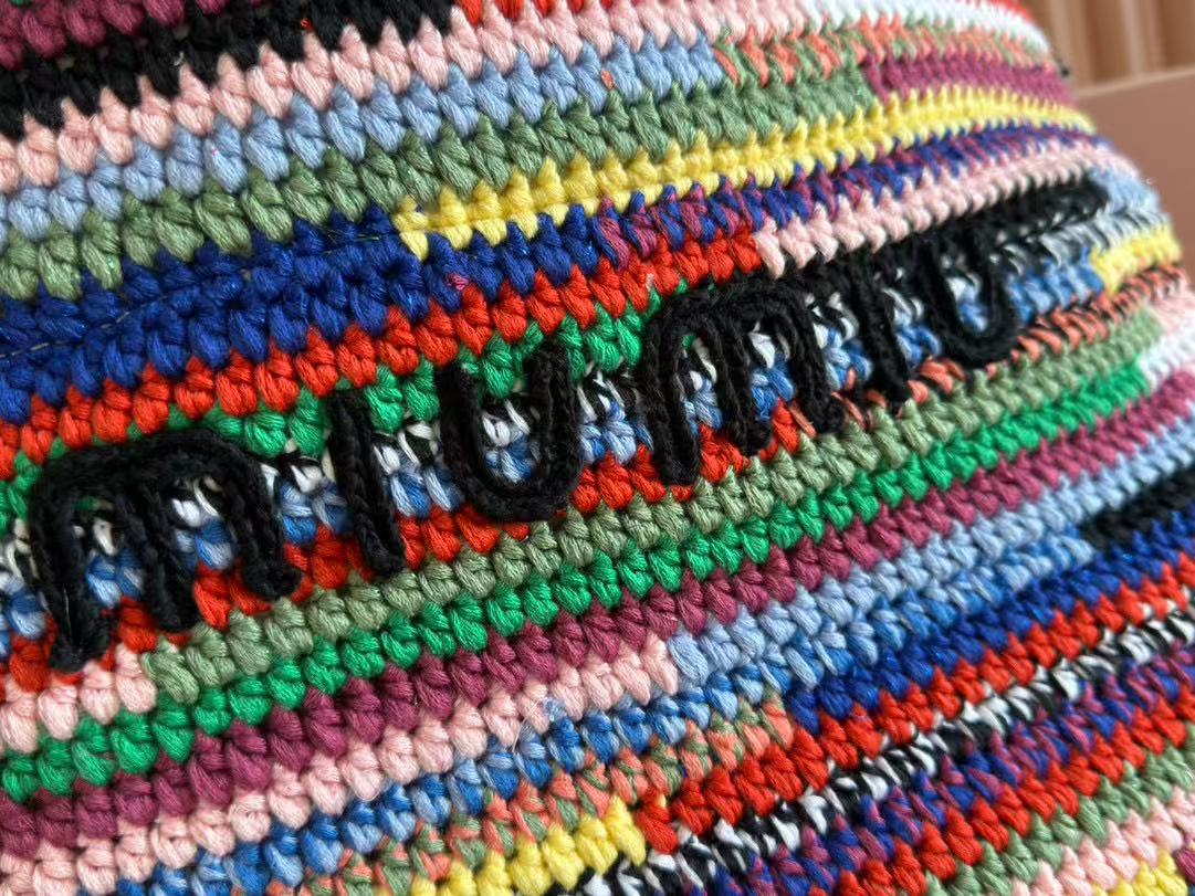 Miumiu Bag 40cm Multicolor Straw-woven And Cotton