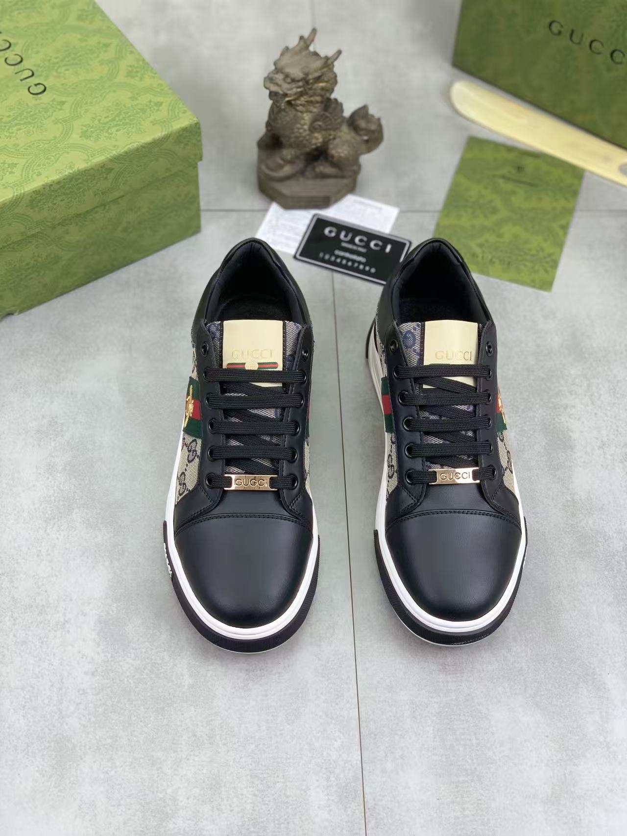 GG 25 Men's ACE Sneaker Black Sheepskin Canvas
