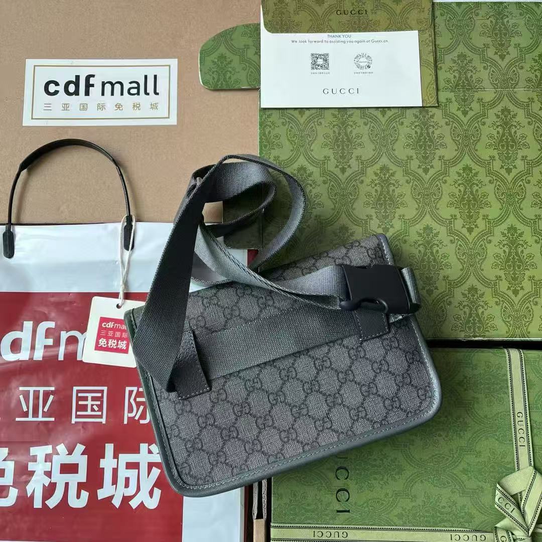 Gucci Ophidia Small Bag 23 Dark Grey Monogram Canvas Lambskin