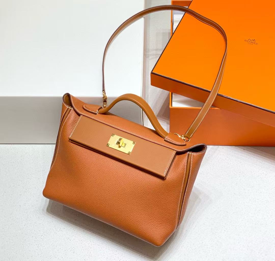 HM 24/24 Mini Bag Gold Evercolor Leather Gold Hardware