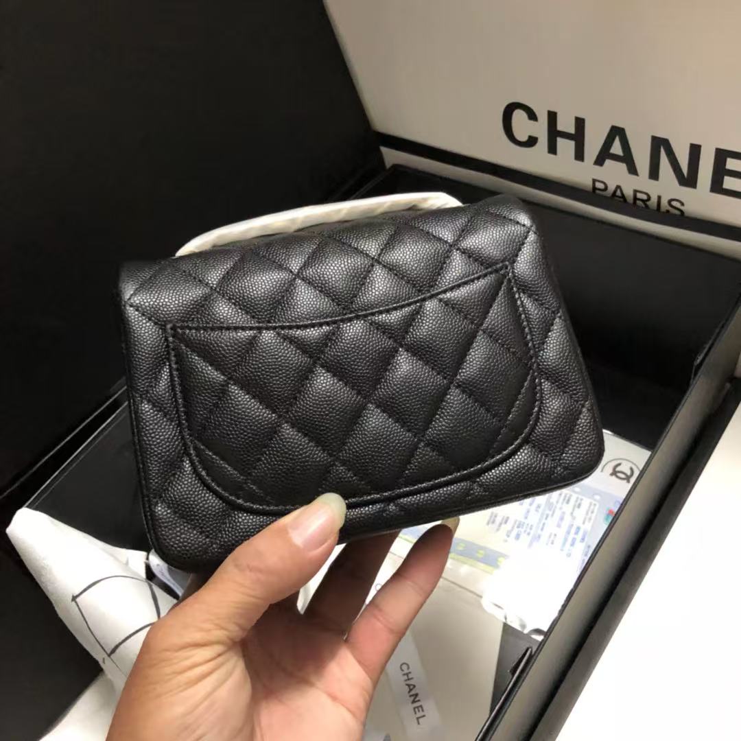 Chanel 2025 Square Flap Bag Black With Gold-tone Hardware Caviar Leather