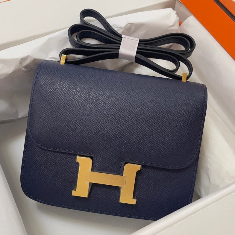Hermes 2025 Constance Bag Blue Indigo Epsom Leather With Gold Hardware