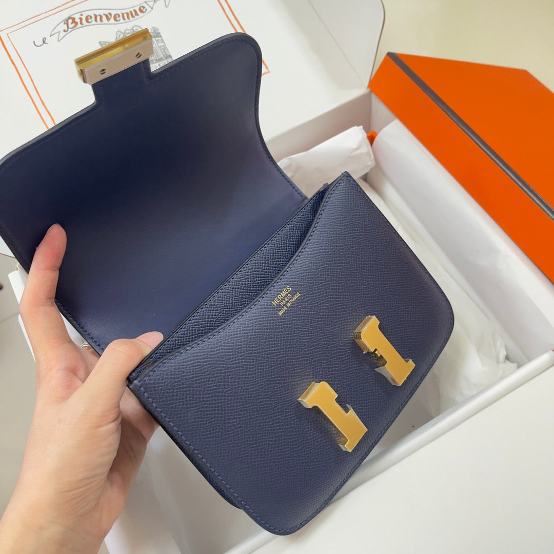 Hermes 2025 Constance Bag Blue Indigo Epsom Leather With Gold Hardware