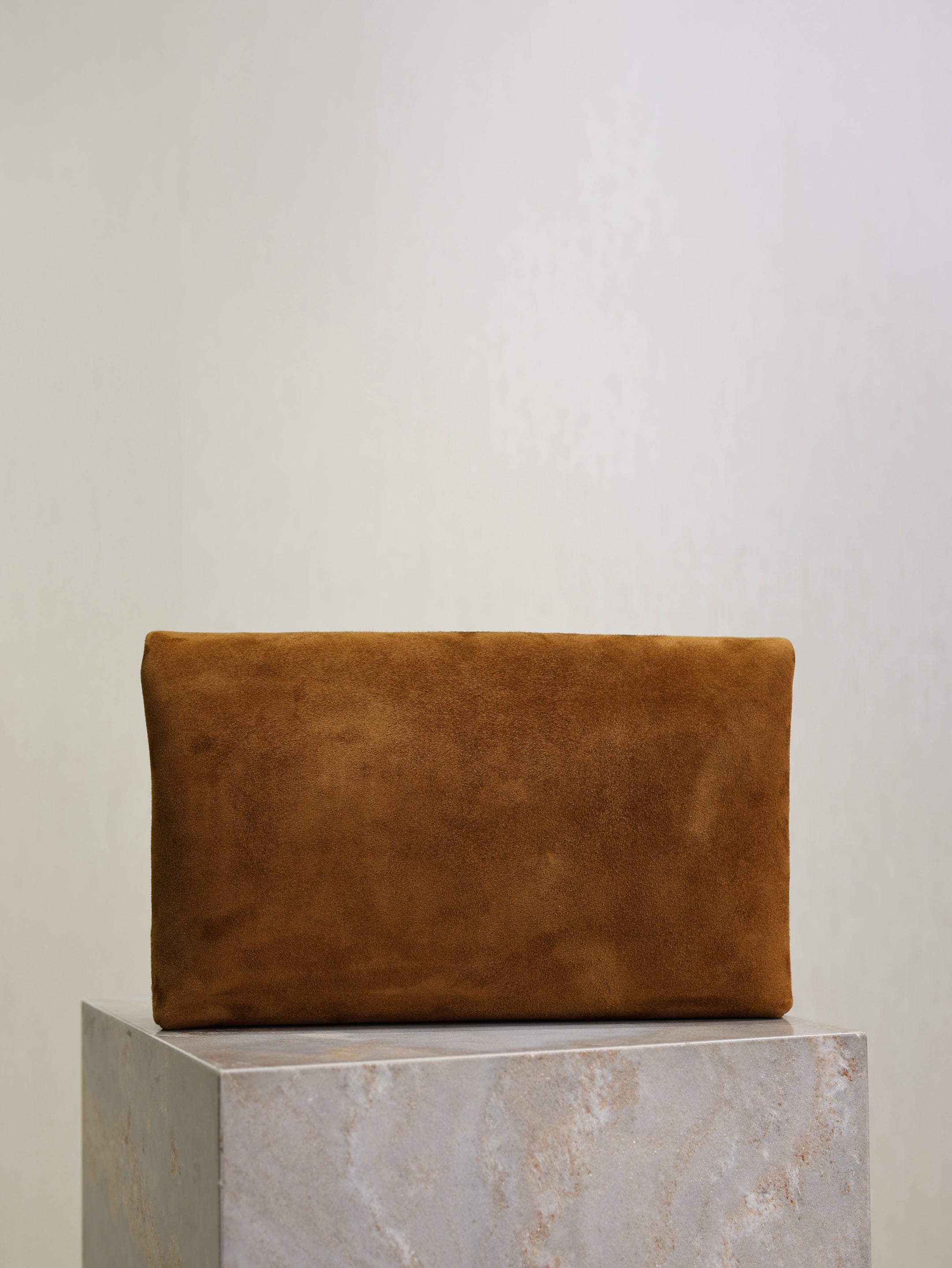 YSL 2026 Cassandre Envelope Bag 29.5cm Brown Suede