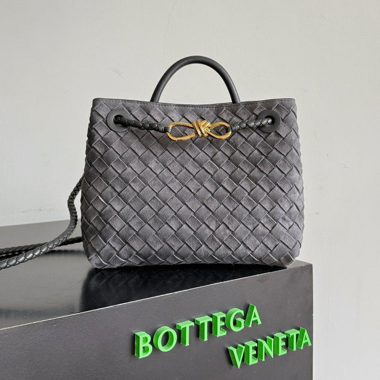 BV 2026 Andiamo 25cm Bag Dark Grey Suede Leather