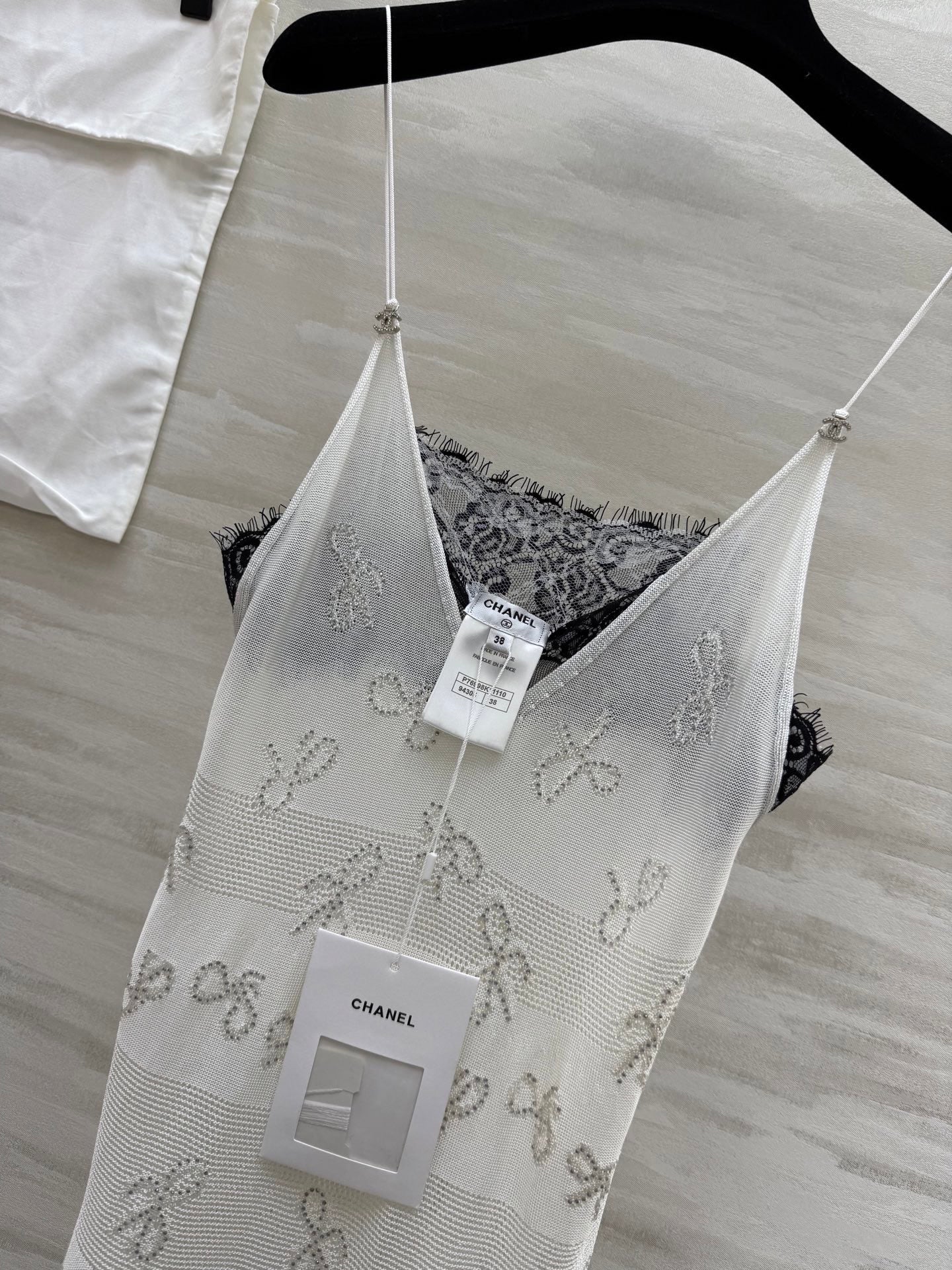 Chanel 2026 Camisole Dress White Lace Cotton