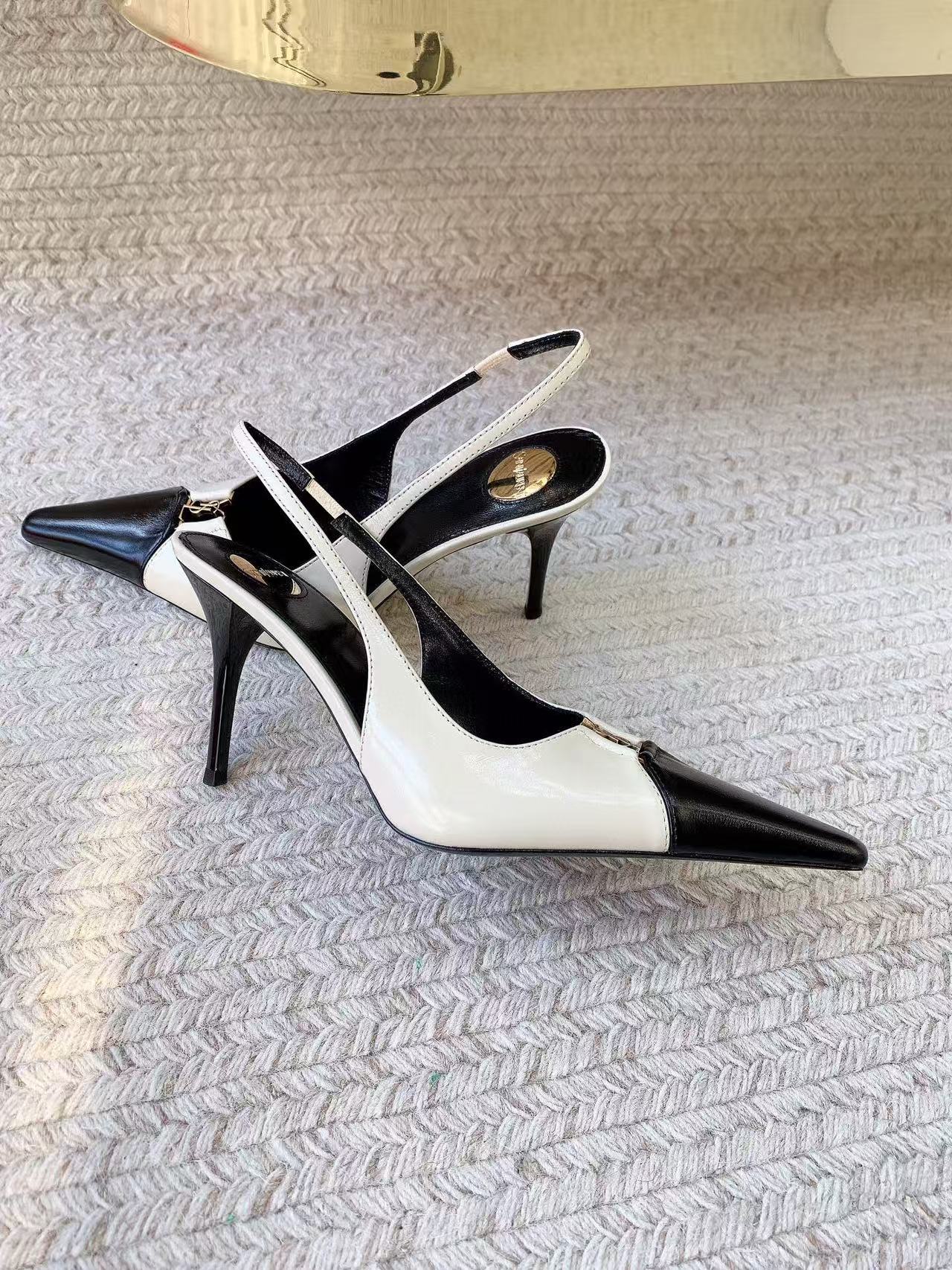YSL 2026 Babylone Slingback Pump White Black Leather