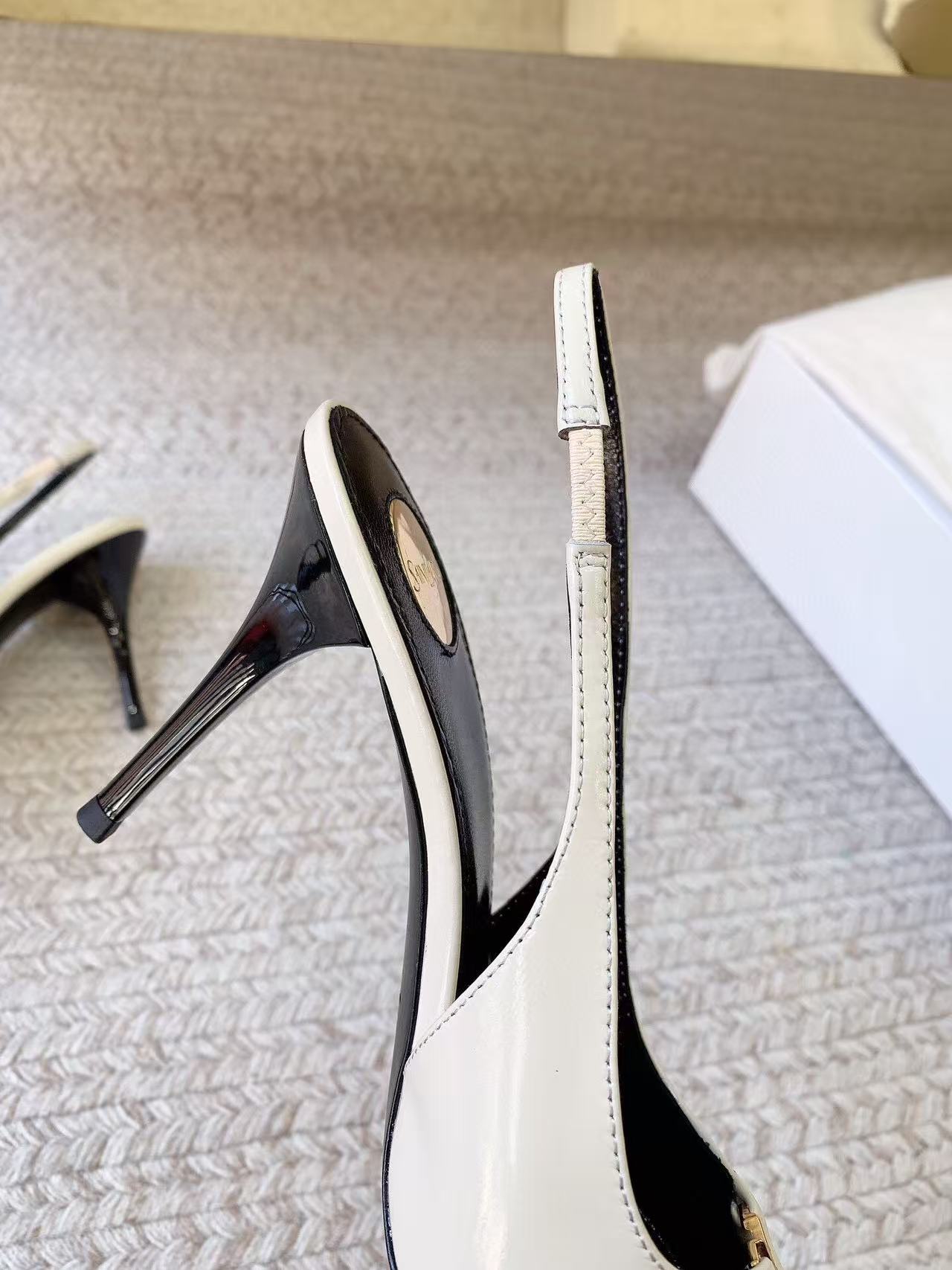 YSL 2026 Babylone Slingback Pump White Black Leather