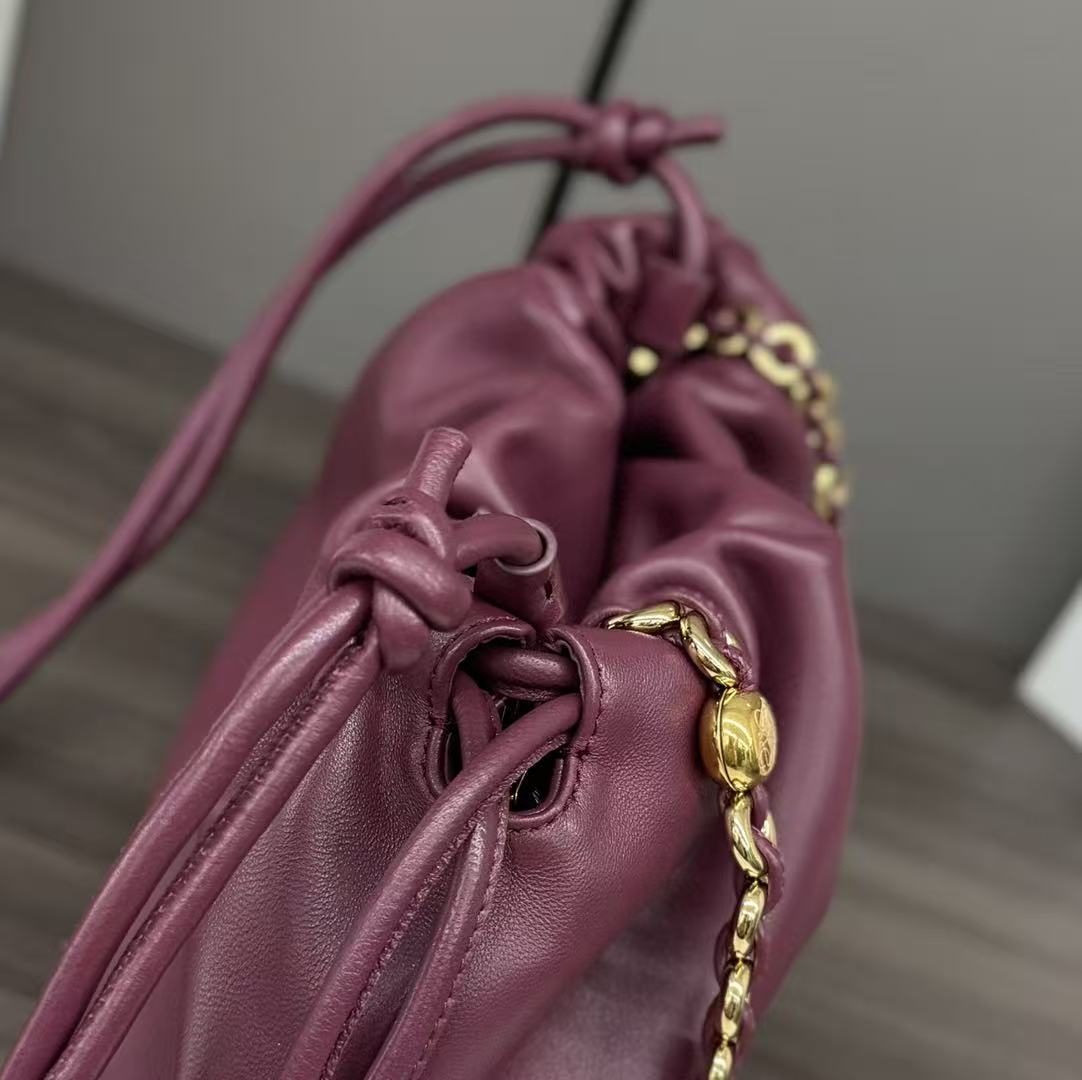 Loewe 2026 Flamenco Purse Bag 30cm Burgundy Nappa Leather