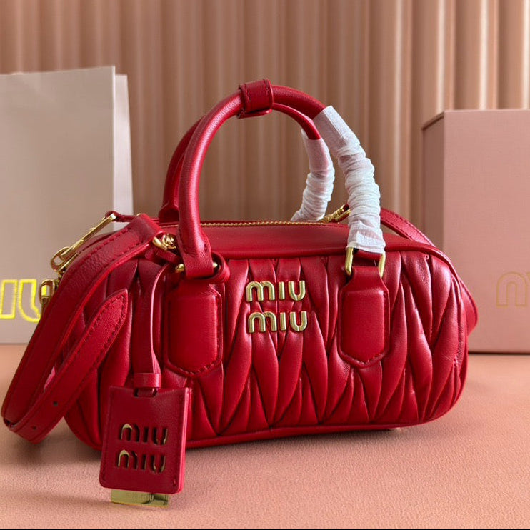 ARCADIE MATELASSE BAG 22 IN CERISE RED CALFSKIN GOLD HARDWARE