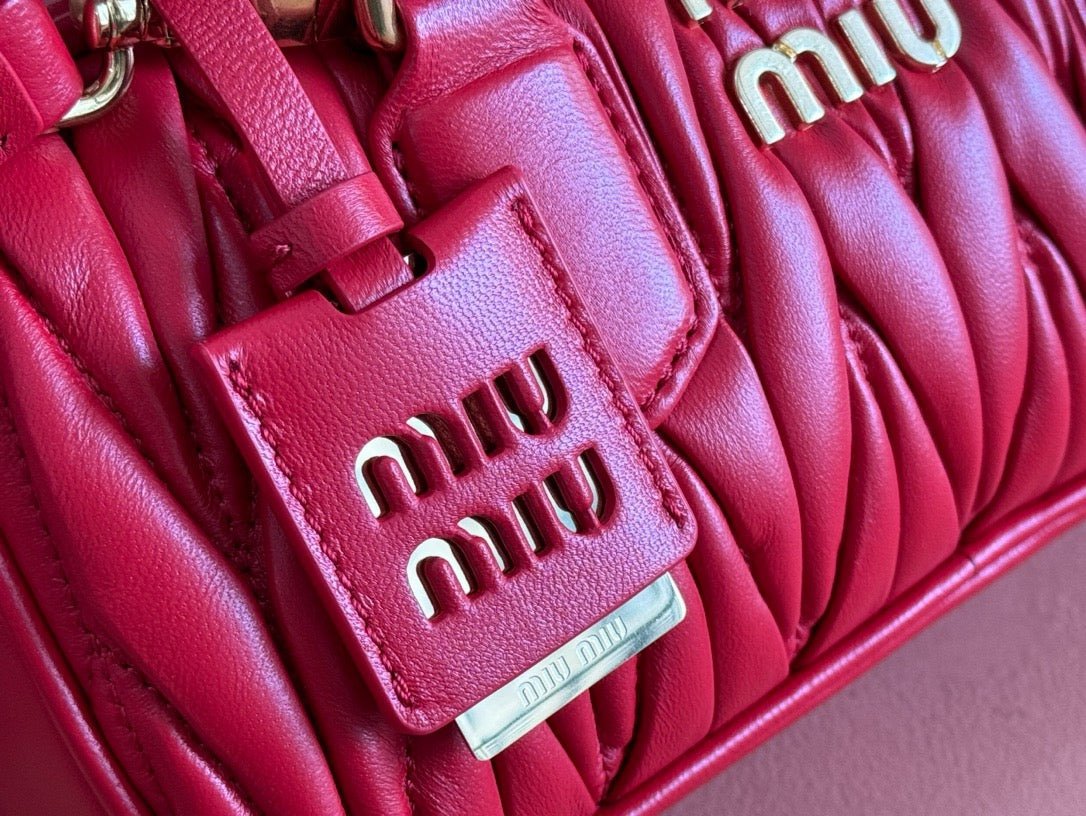 ARCADIE MATELASSE BAG 22 IN CERISE RED CALFSKIN GOLD HARDWARE