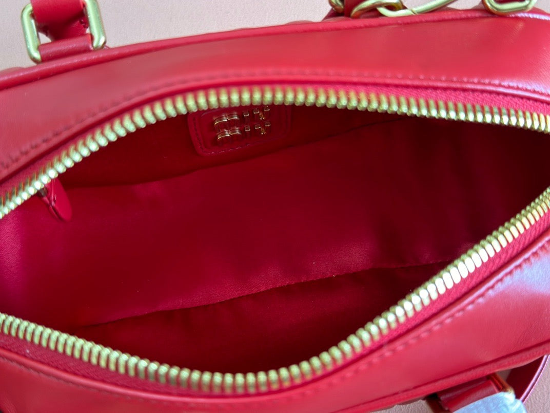 ARCADIE MATELASSE BAG 22 IN CERISE RED CALFSKIN GOLD HARDWARE