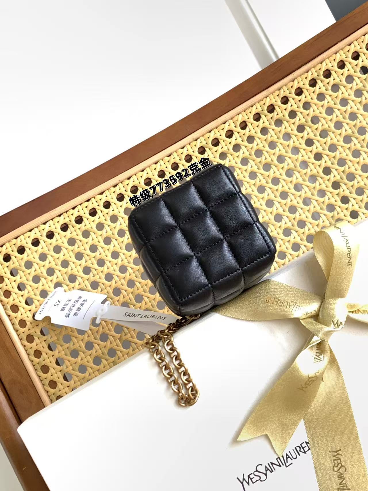 Saint Laurent Cassandre Matelasse Carré Mini Cube On Chain