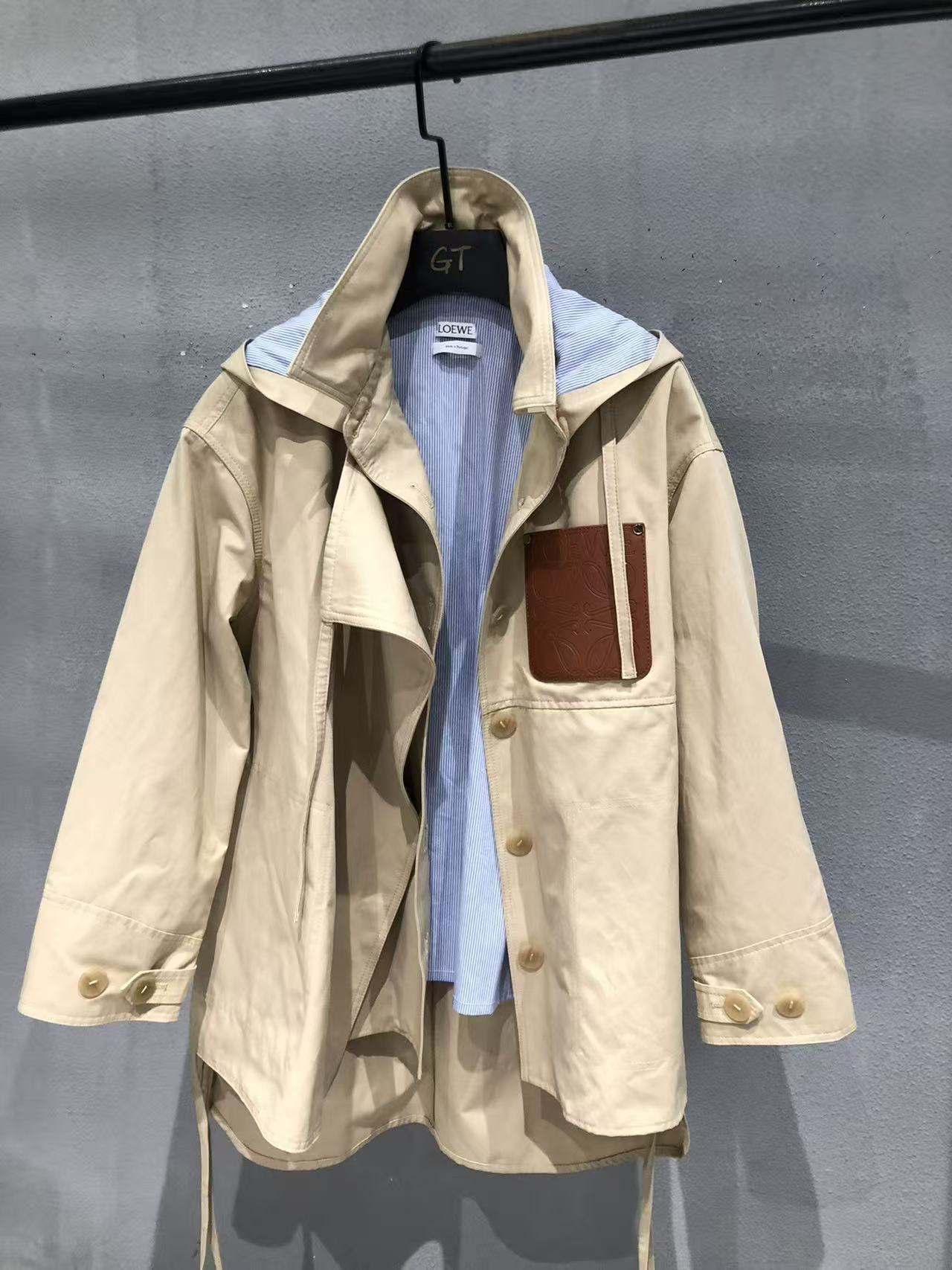 Loewe 2026 Anagram Parka Jacket Beige Cotton