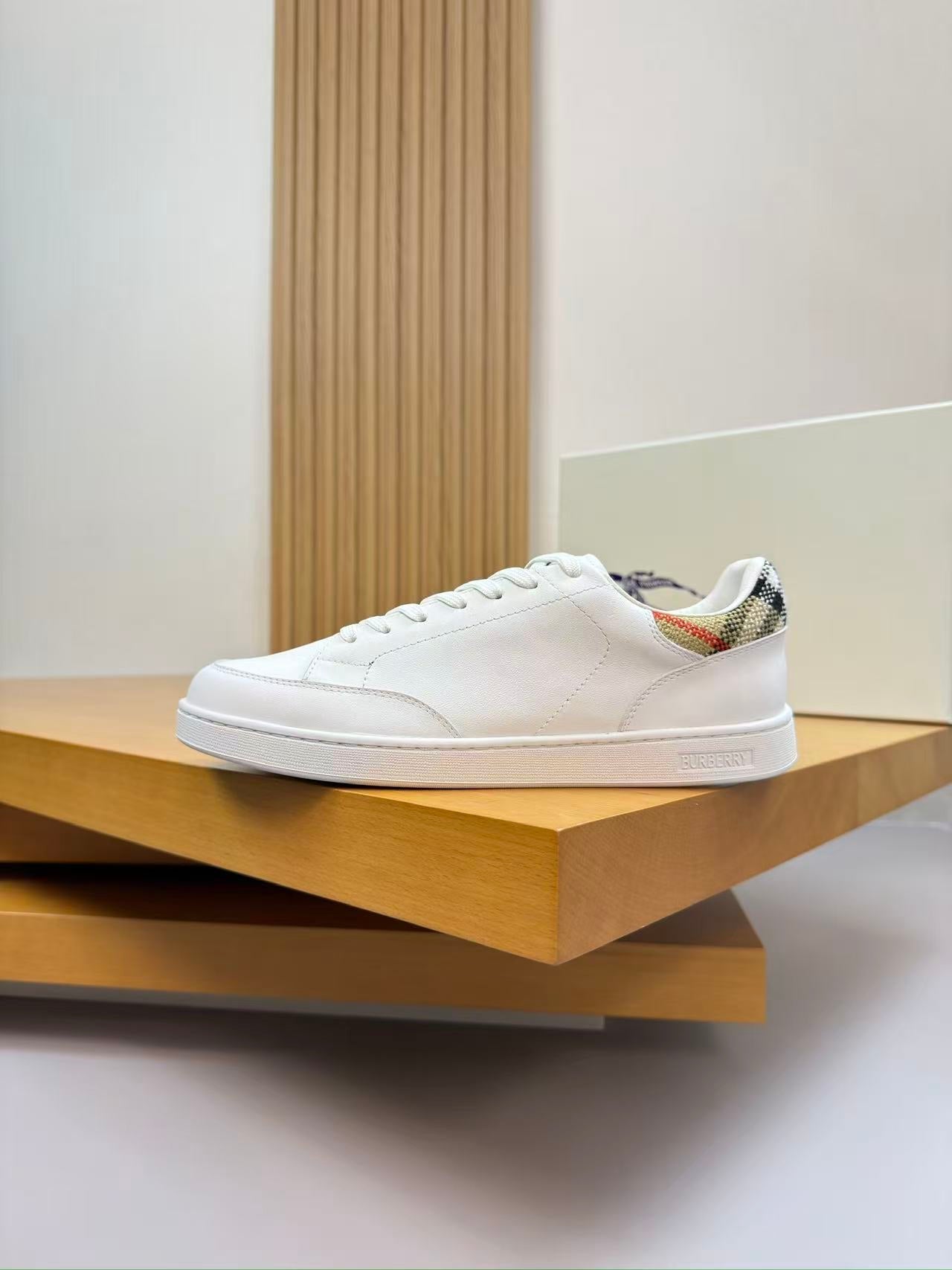 Burberry 2026 Check Cuff Sneaker White Leather