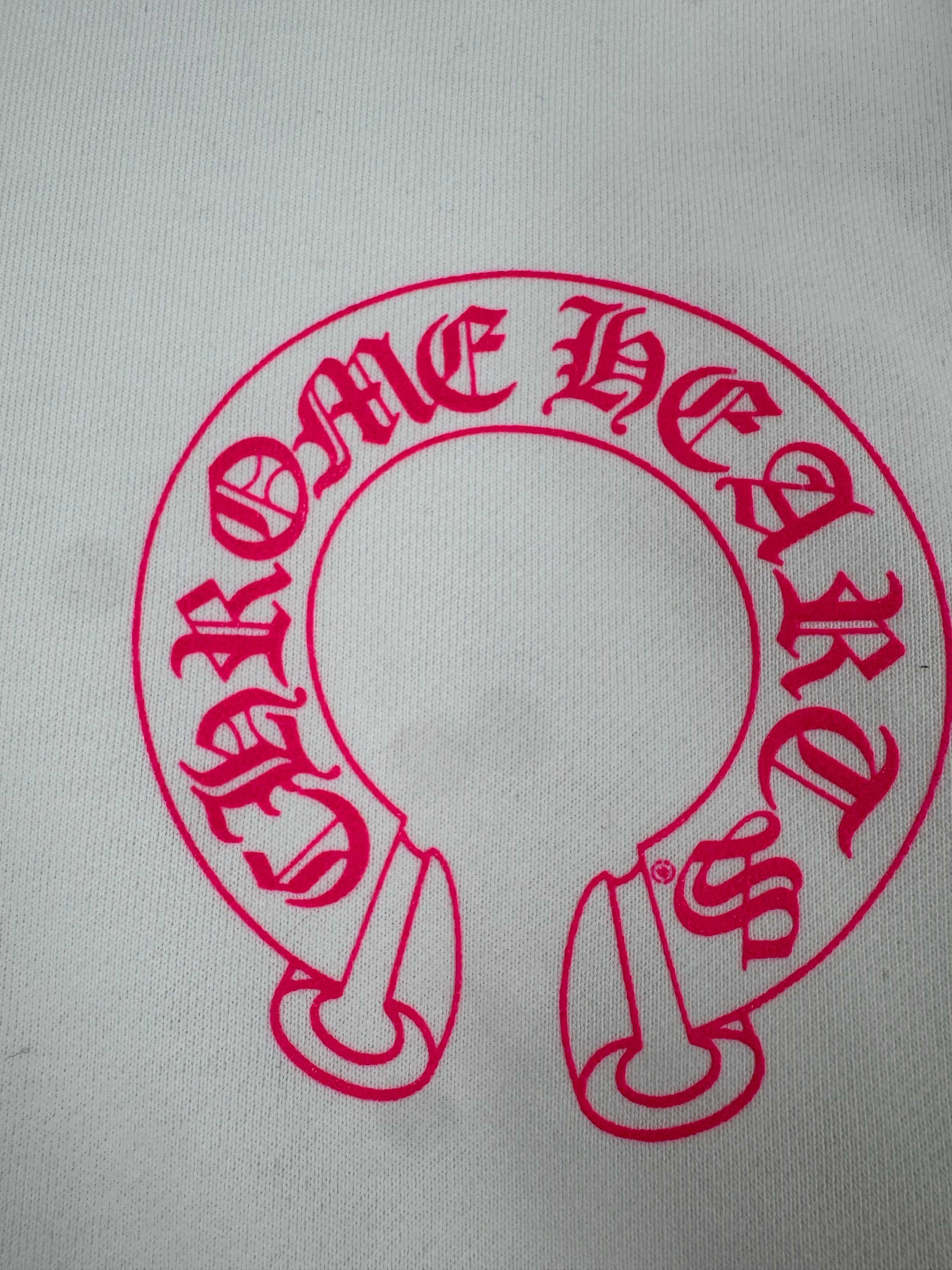 Chrome Hearts 2026 Horseshoe-Logo Graphic Hoodie White Pink Fabric
