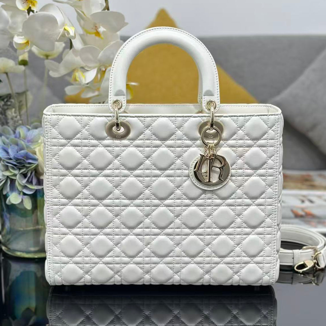 Dior 2026 Lady Bag 32cm White Leather
