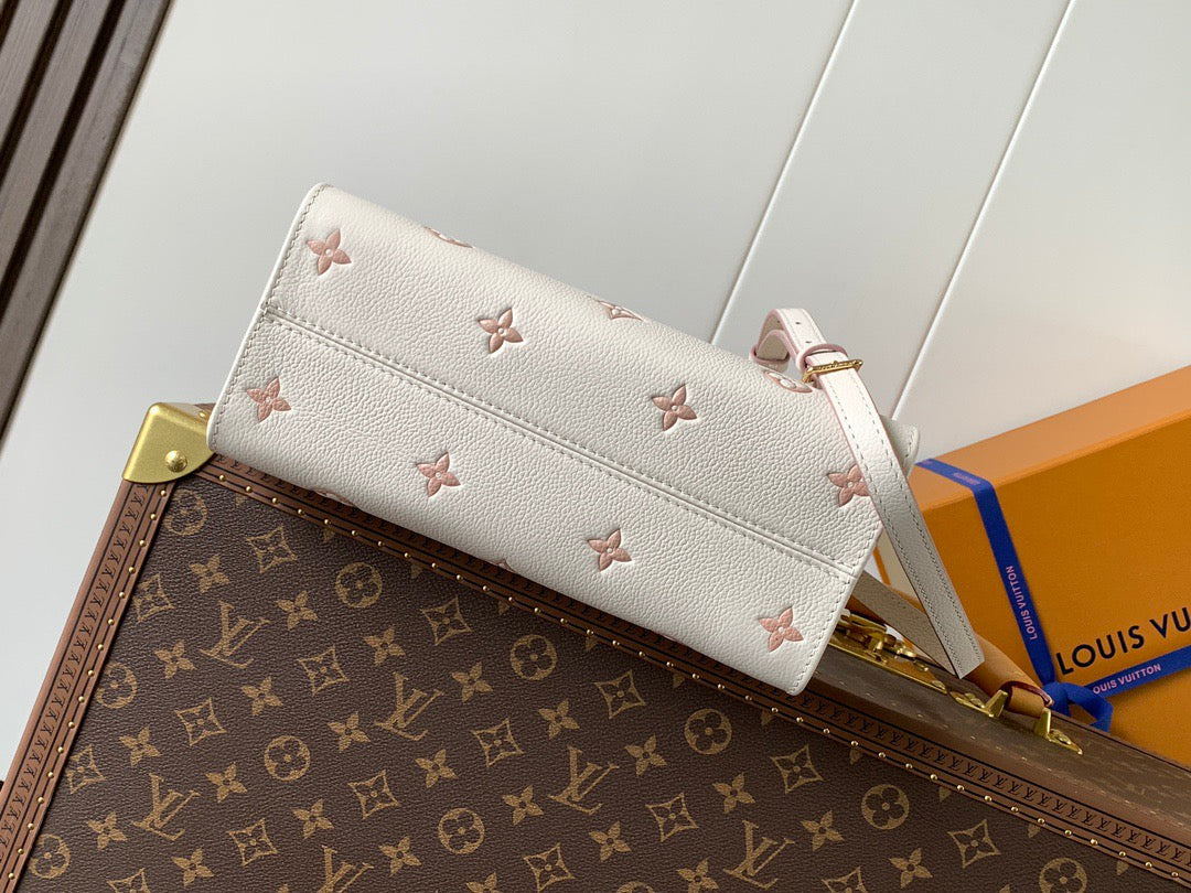 LV 2026 OnTheGo Bag 25cm White Pink Monogram Empreinte leather