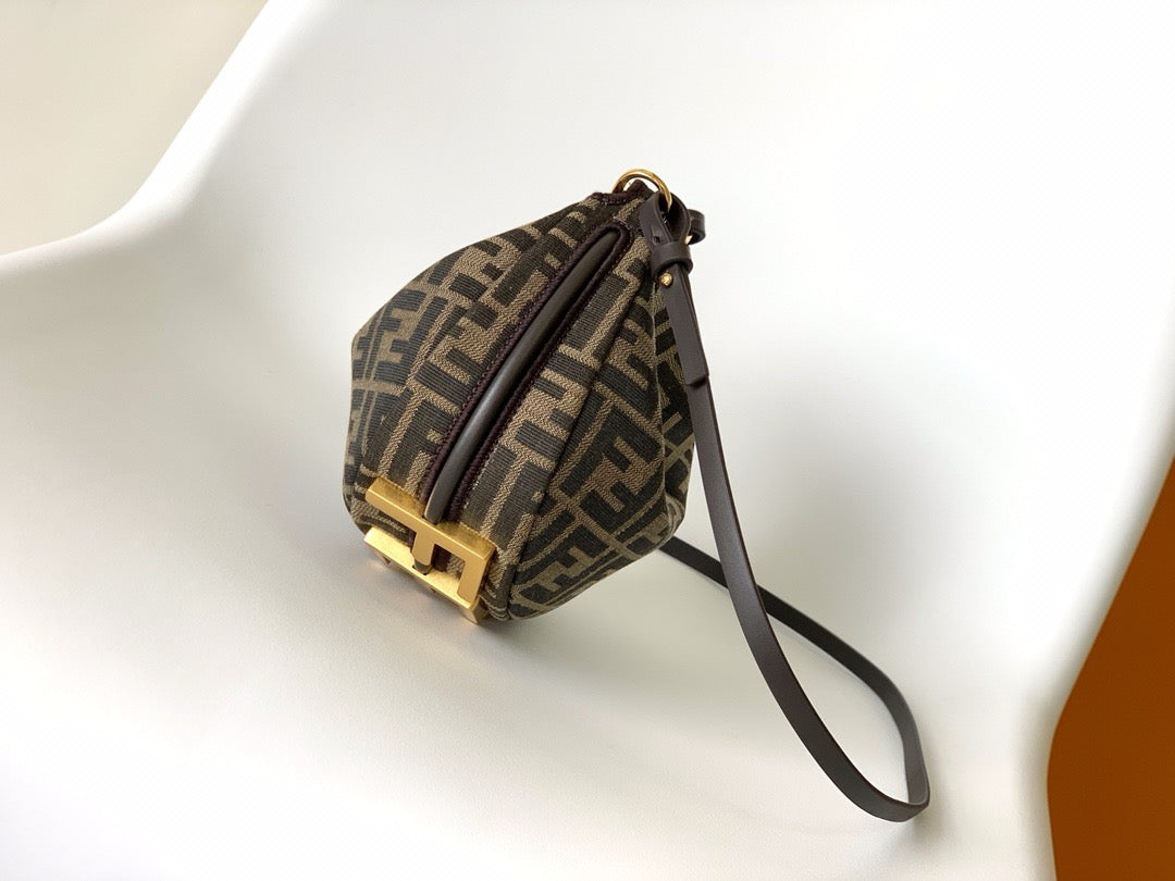 Fendi 2026 Fendigraphy Bag 20cm Brown Fabric Leather
