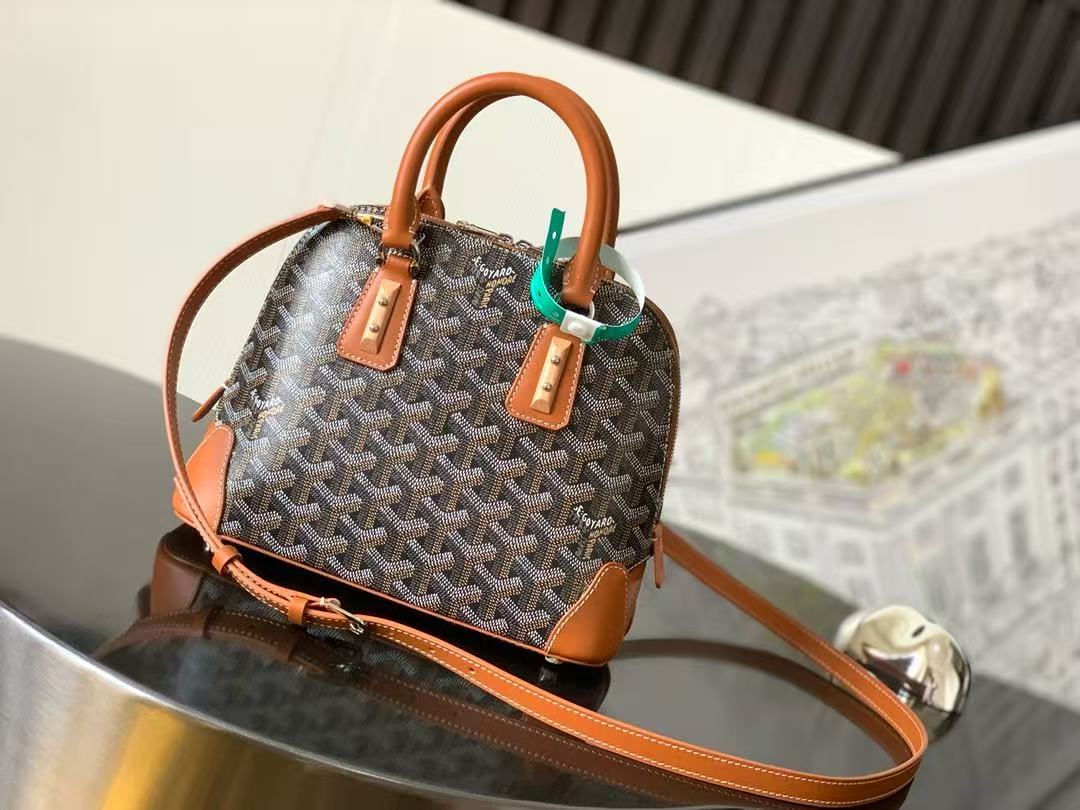Goyard 2026 Vendome Bag 23cm Brown Black Leather