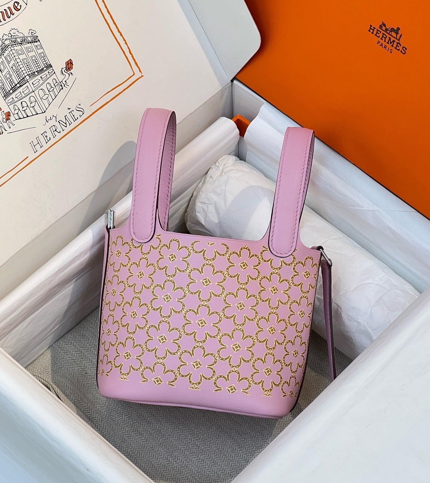 Hermes 2026 Picotin Lock Micro "Lucky Daisy" Bag Swift Leather