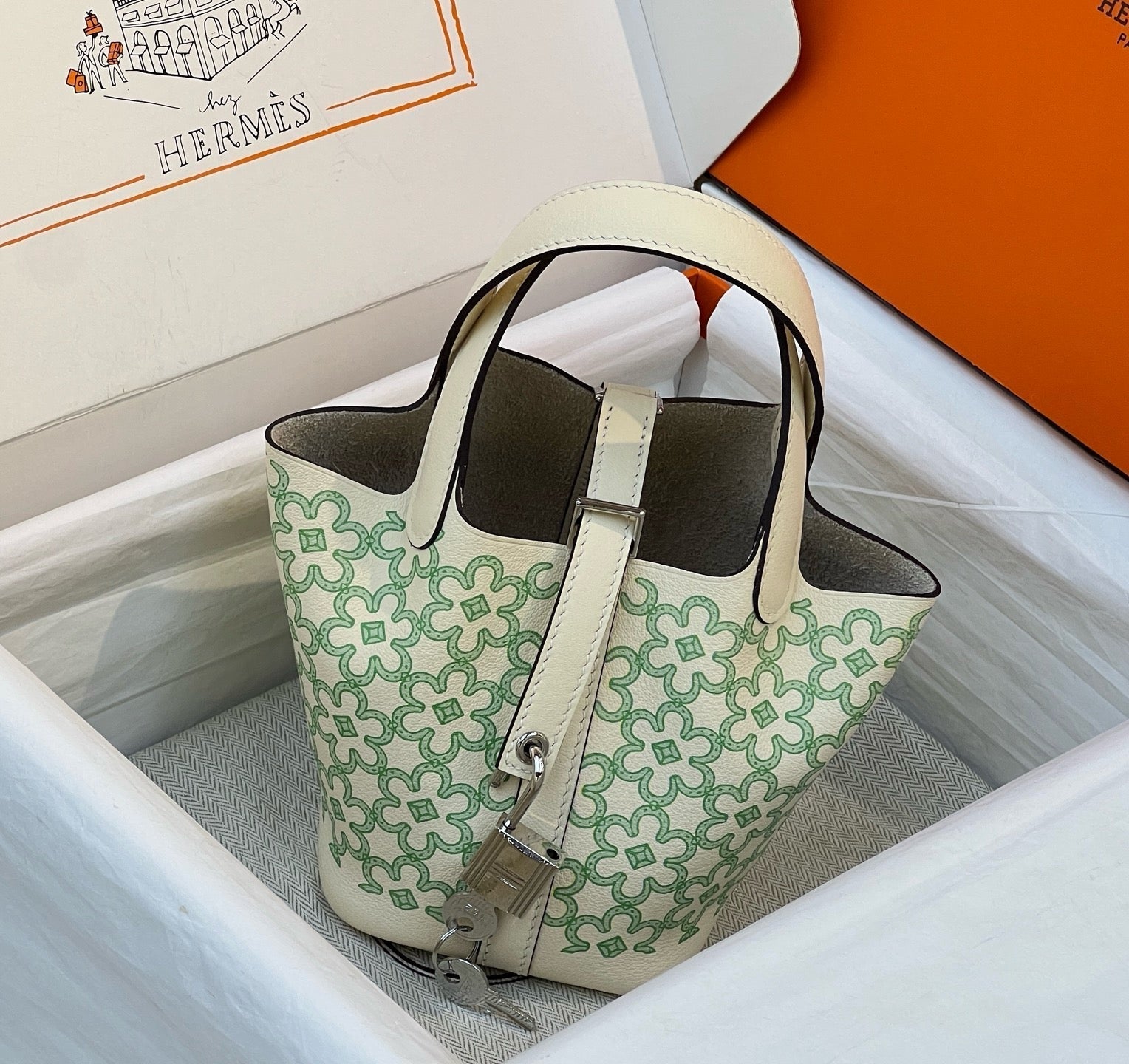 Hermes 2026 Picotin Lock Micro "Lucky Daisy" Bag Swift Leather