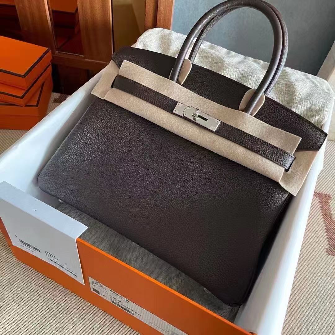 Hermes 2026 Birkin Bag Chocoate Brown Togo Leather Silver Hardware