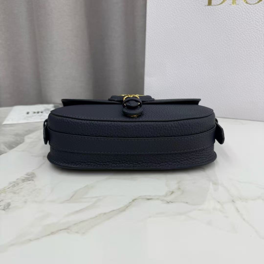 Dior 2026 Bobby Bag 21cm Navy Blue Grained Cowhide