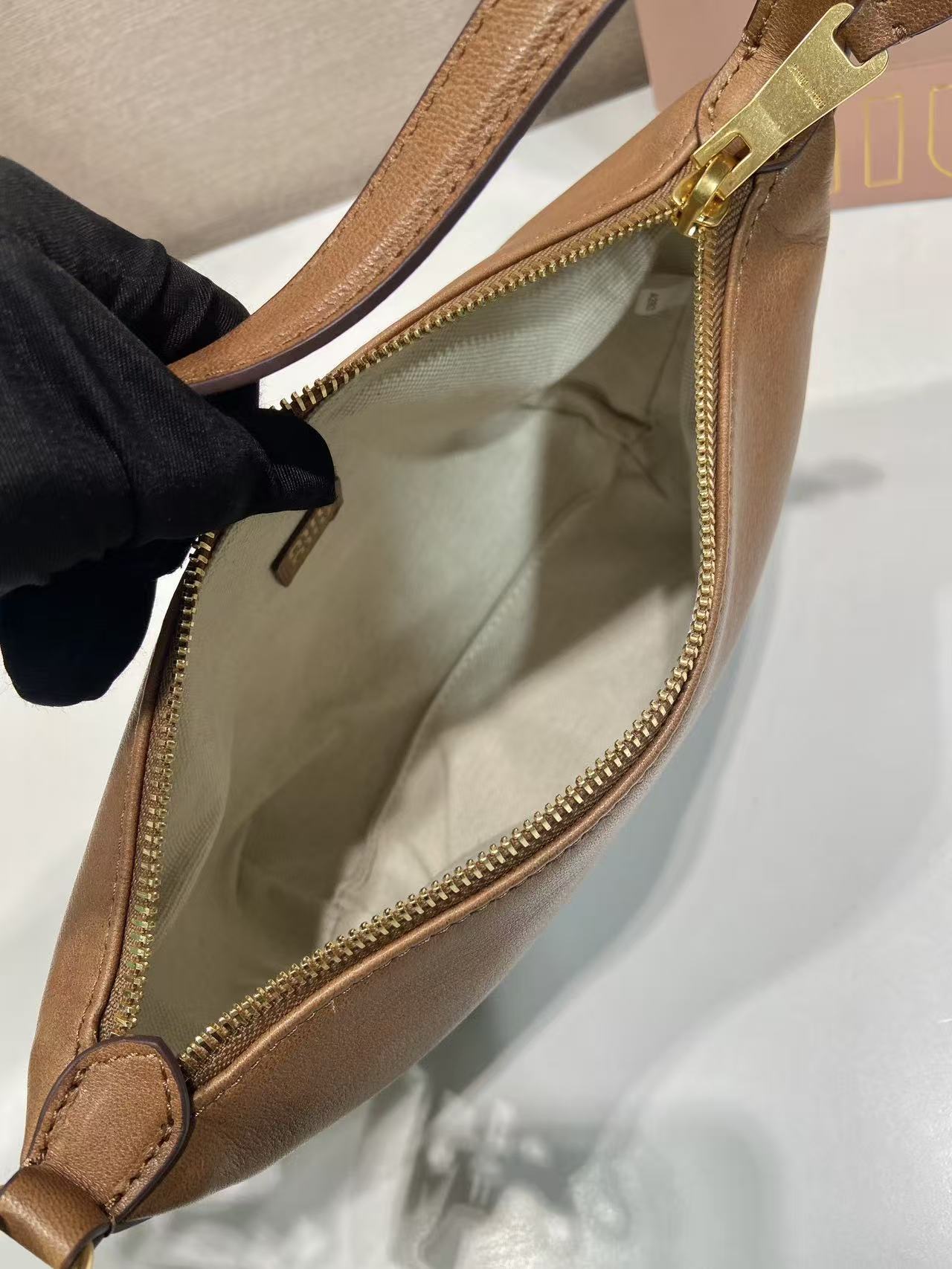 Miumiu 2026 Shoulder Bag 18.5cm Brown Nappa Leather