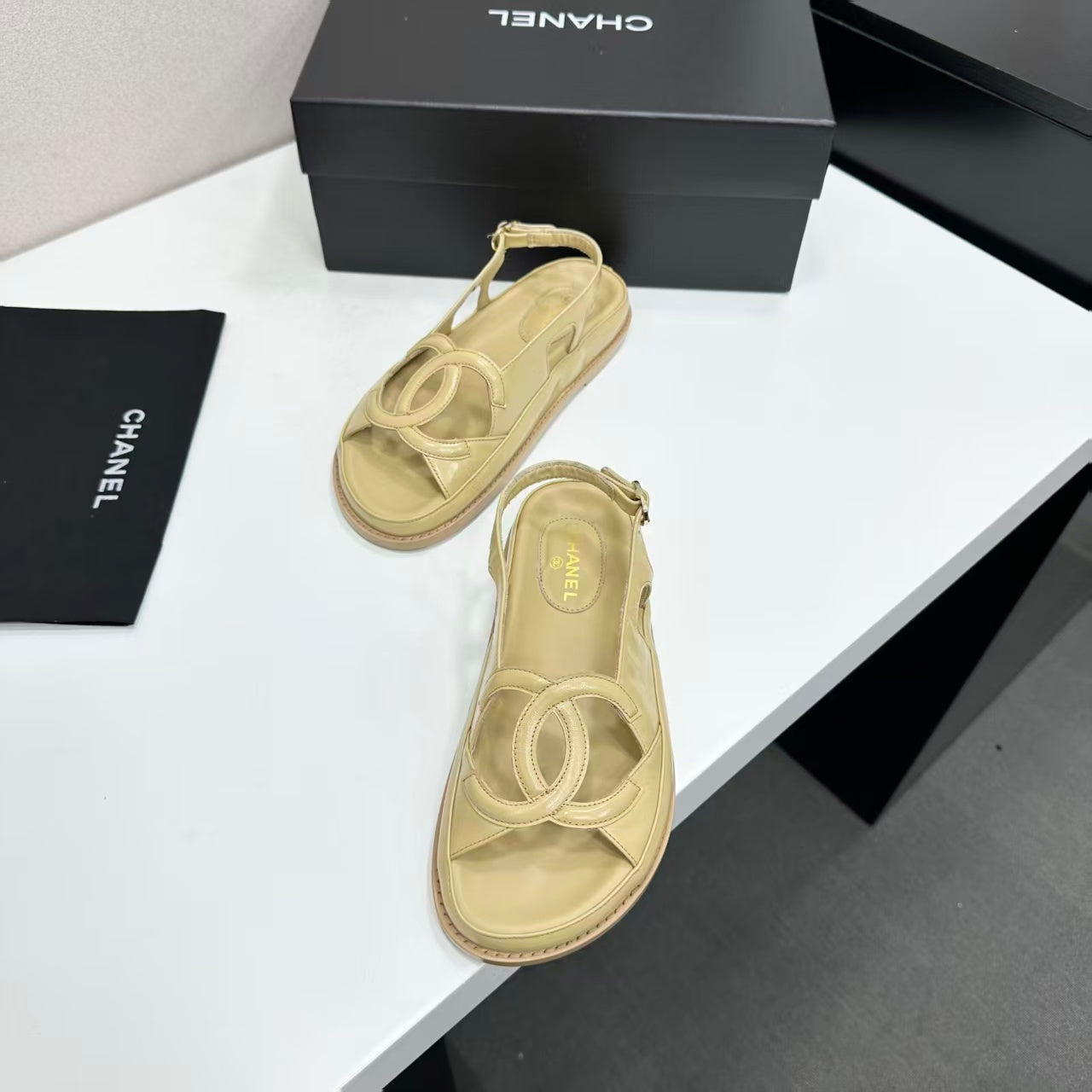 Chanel 2026 Double C Sandal Suede Lambskin