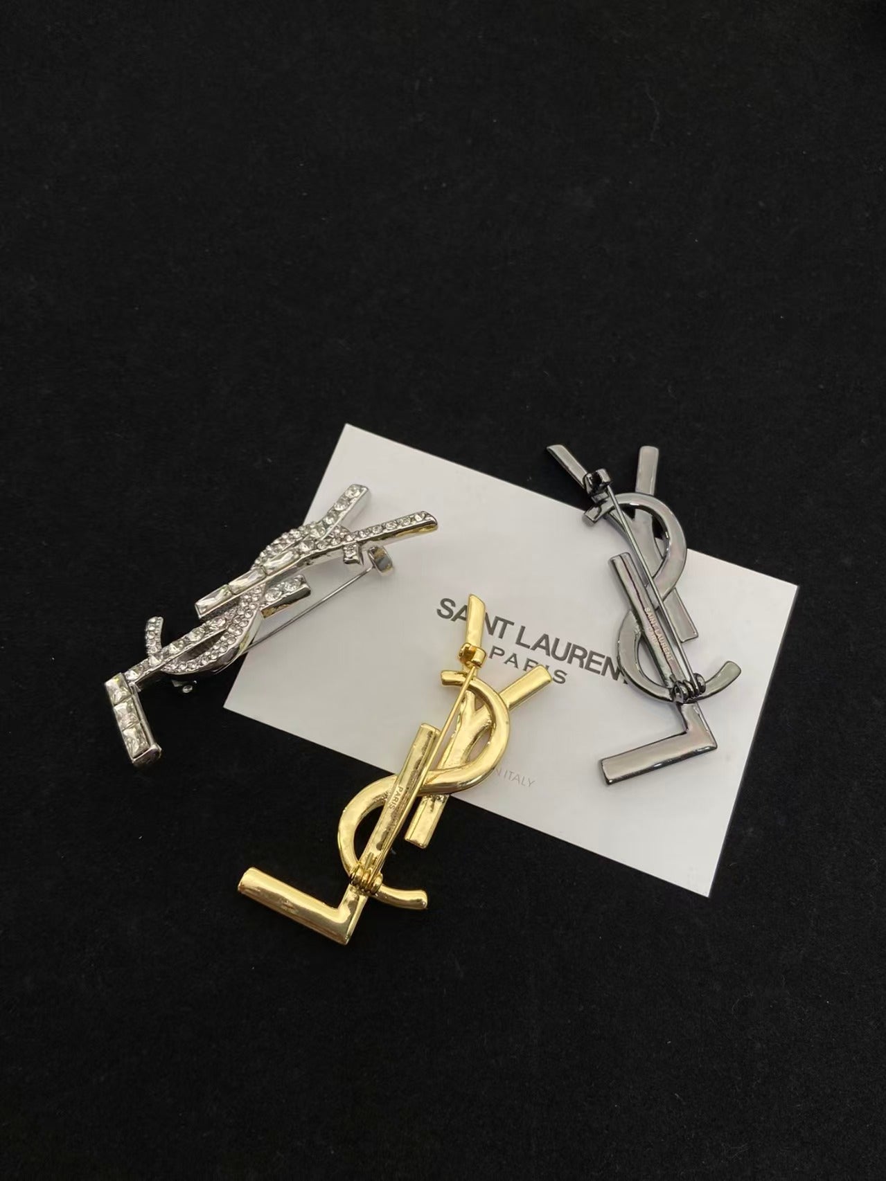 YSL Brooch With Sparkling Crystals